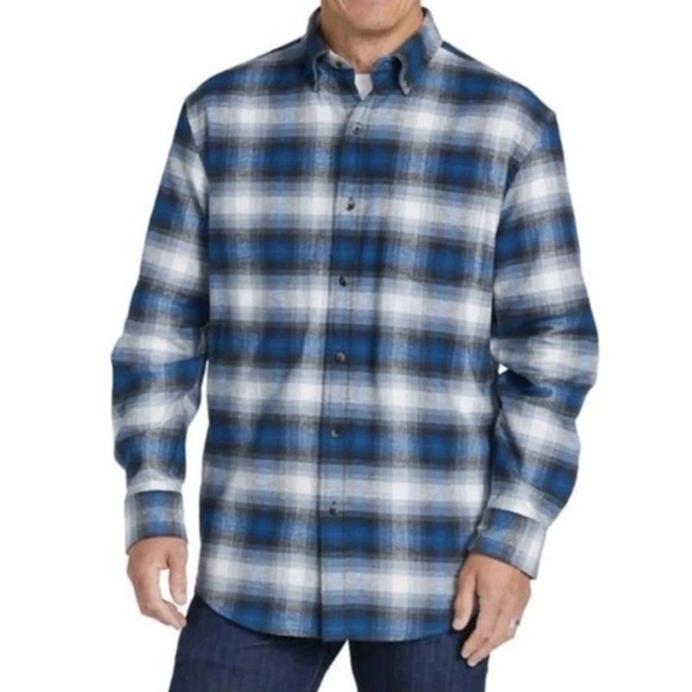 Pendleton Mason Flannel Shirt Plaid, Blue Plaid Size Large NWT